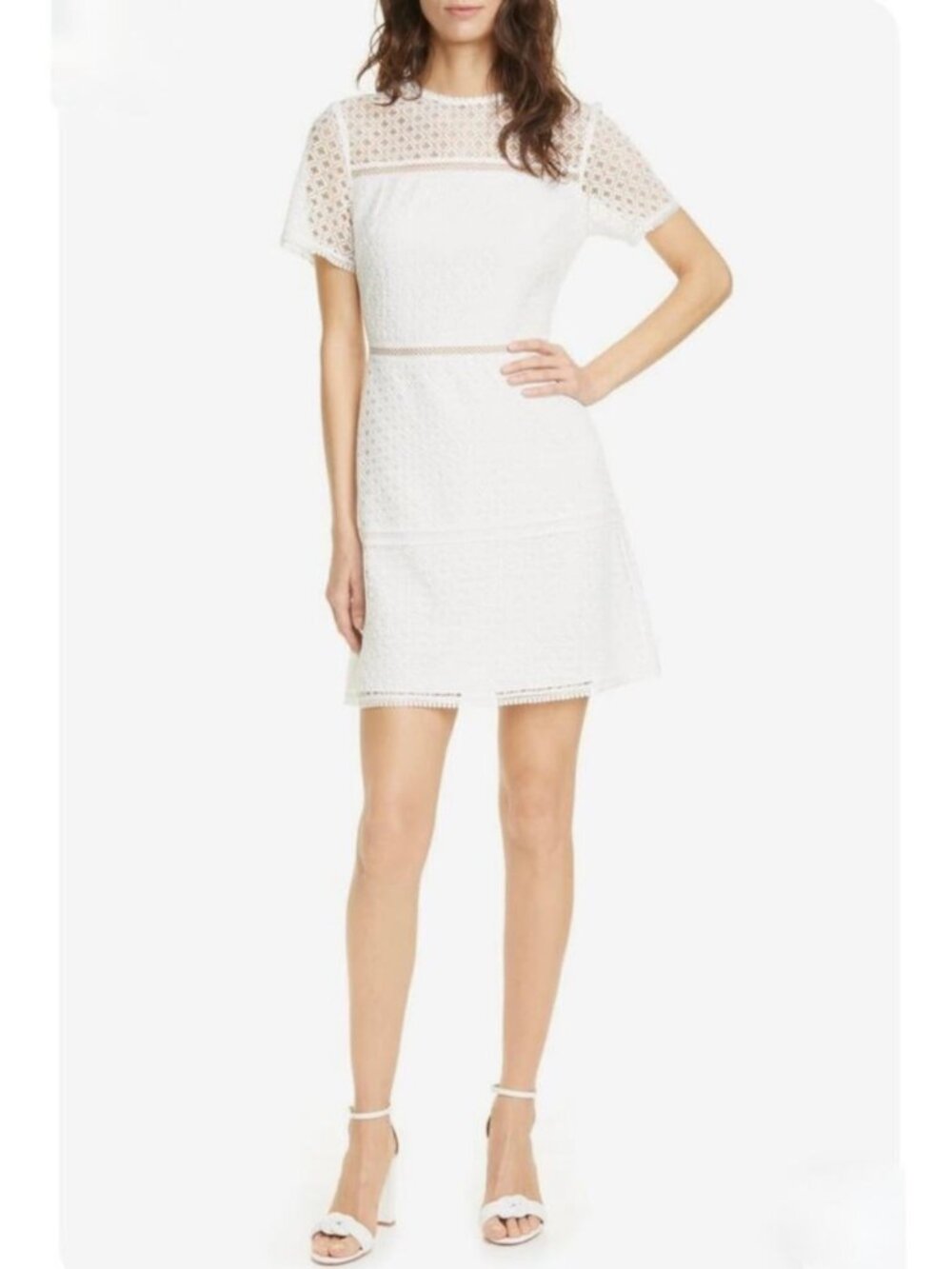 Ted Baker London White Dress 12 Minimalist Large Cocktail Semi Formal Retro Hoco